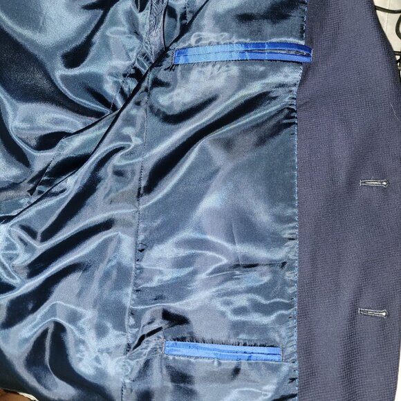 Kenneth Cole Reaction Mens's Navy Suit Jacket 38R 31W Slim Fit - Picture 5 of 16